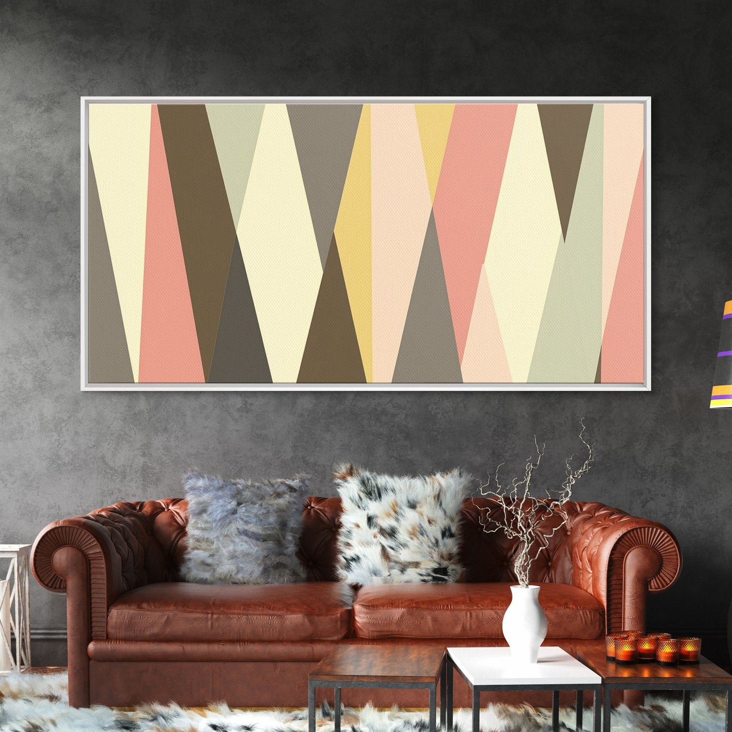 Mid Century Modern Abstract Geometric Shapes Wall Art, Diamonds and Chevrons, MCM Decor, Retro Living Room Art