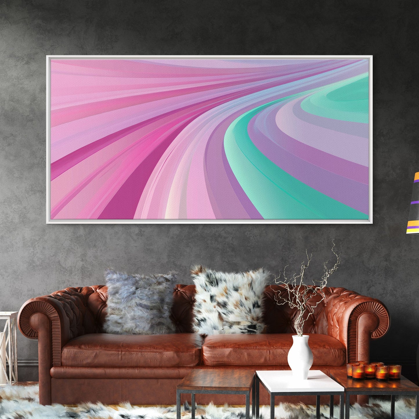 Mid-Century Modern Pastel Colors Wall Art, Turquoise and Purple