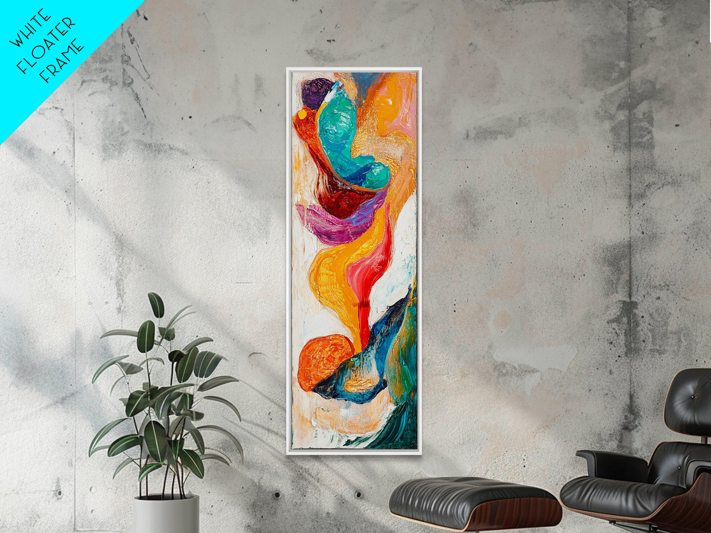 Fiery Abstract, Color Explosion, Dynamic Painting, Framed Canvas Print, pink orange wall art, bold abstract art, modern art, vibrant art