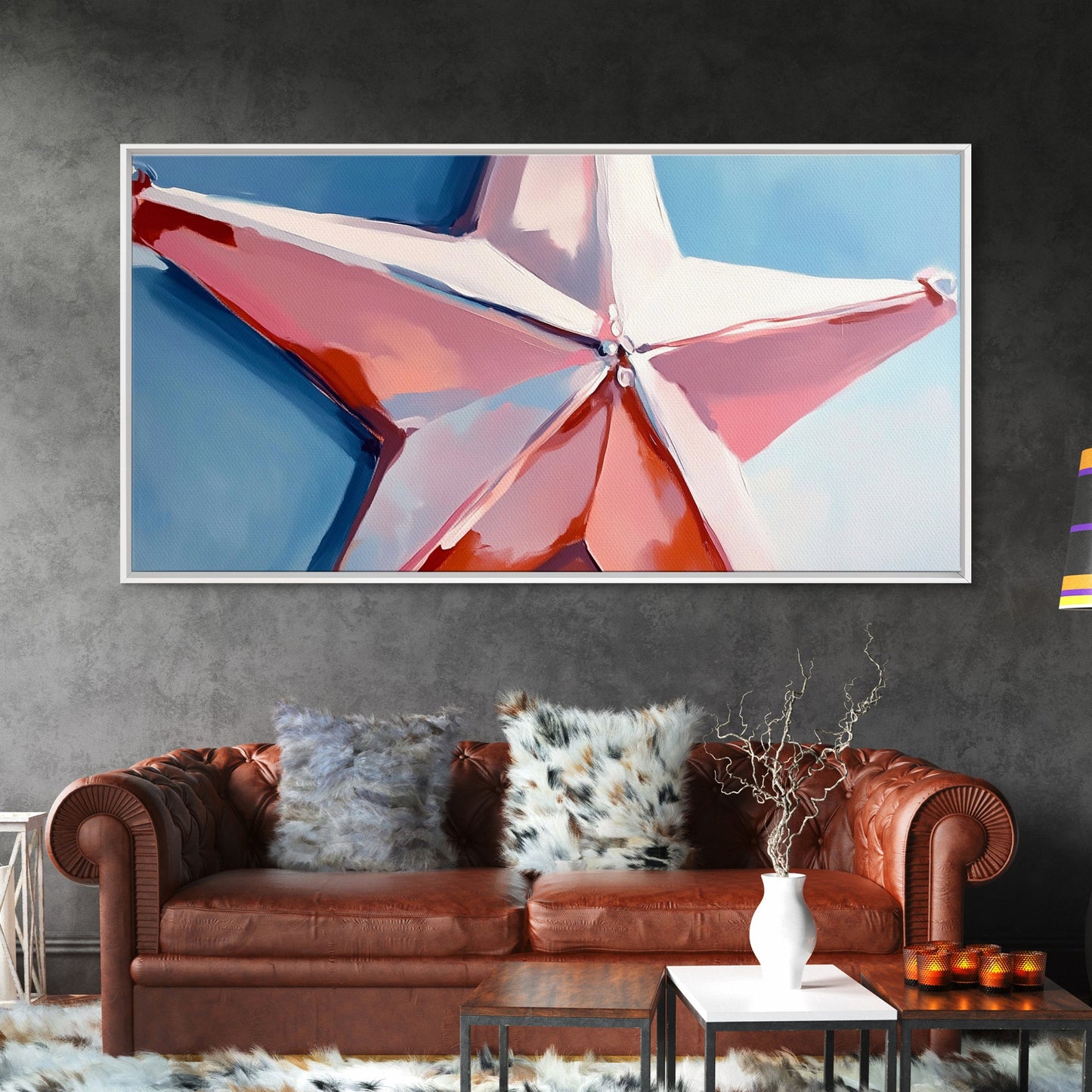Star Ornament, Festive Art, Framed Canvas Print, Christmas Wall Decor, Holiday Aesthetic, Minimalist Festive Painting, Modern Home Art