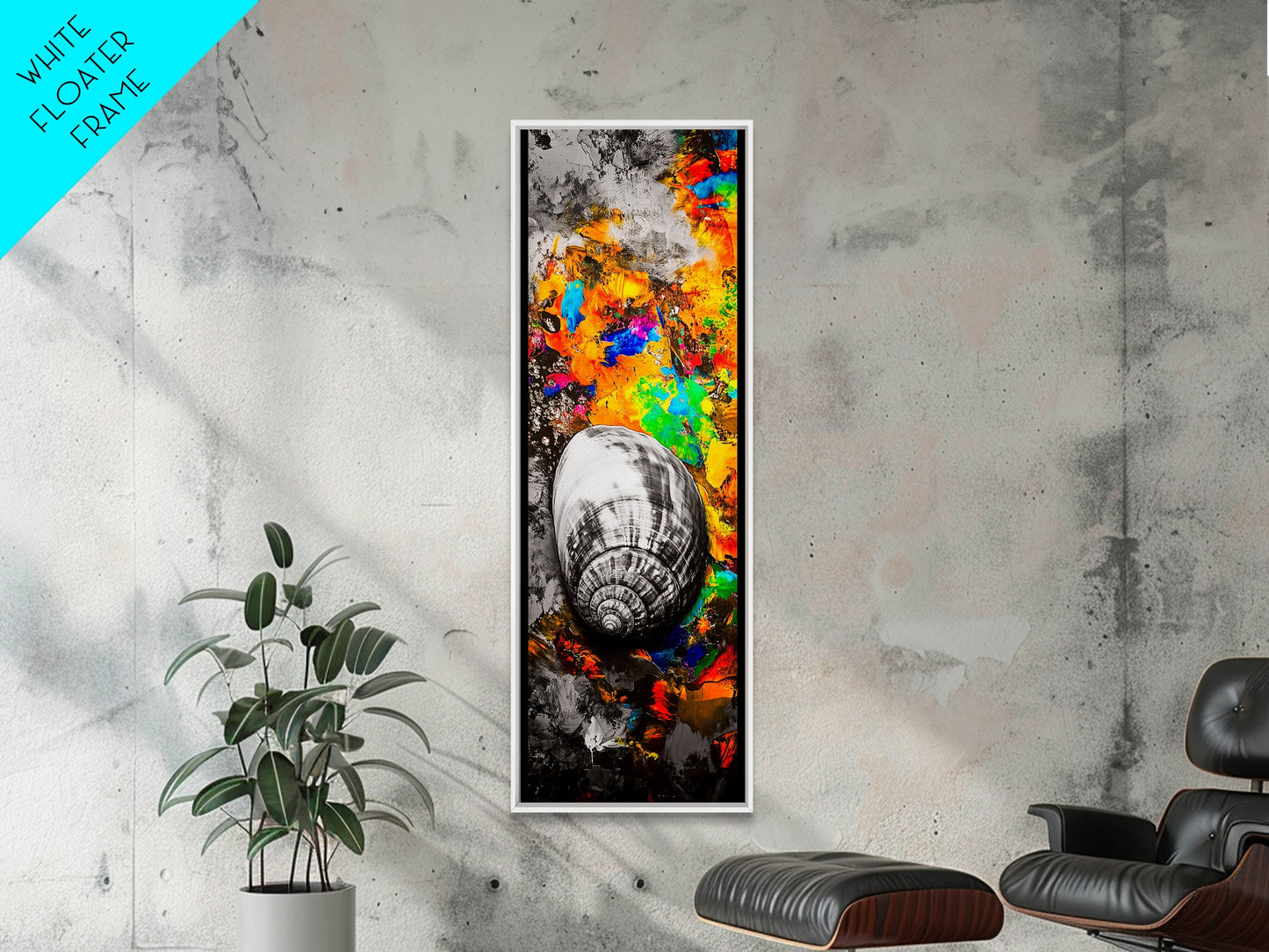 Colorful Shell, Abstract Art, Bold Texture, Canvas Print, Coastal Wall Art, Boho Beach Decor, Eclectic Home Art, Vibrant Nature Painting