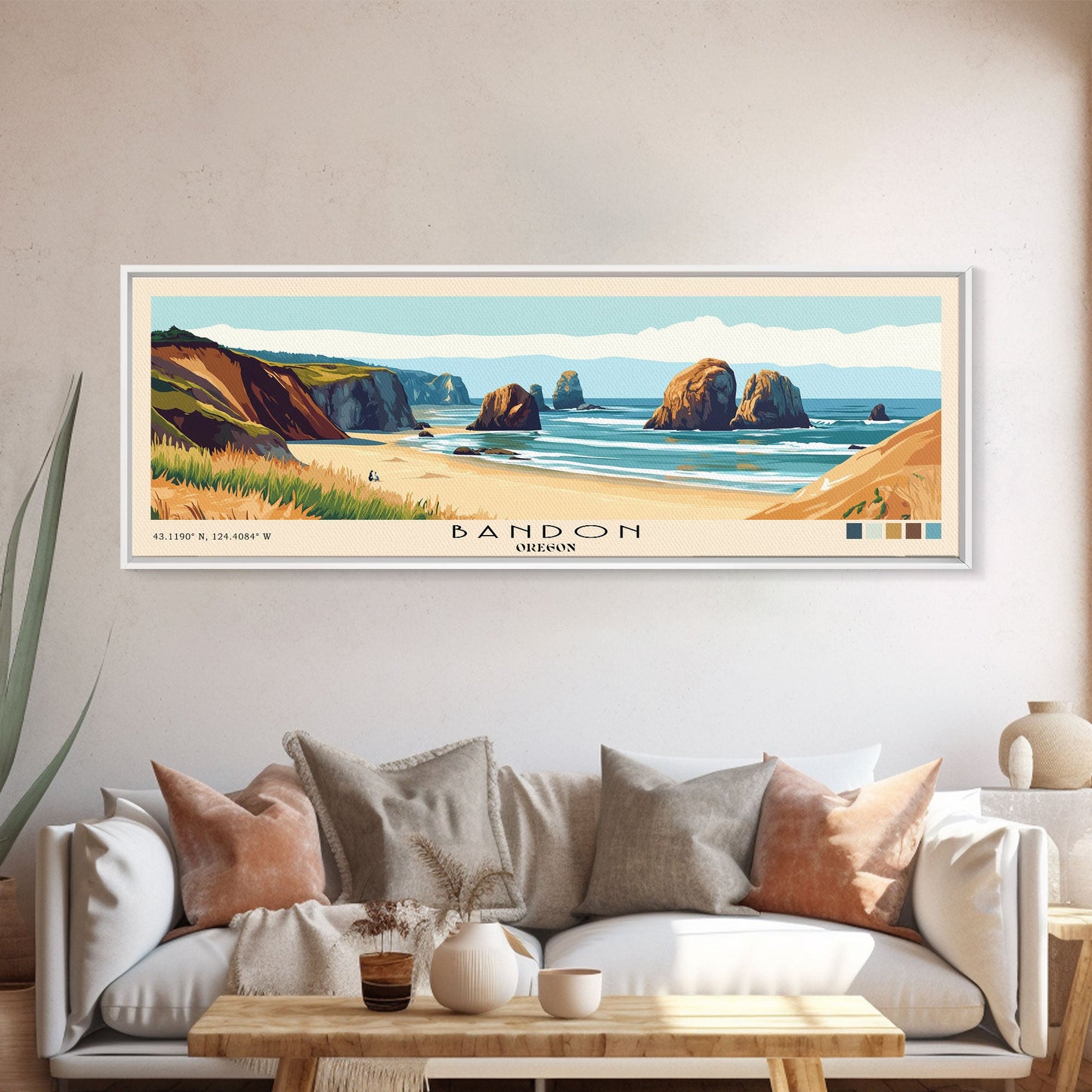Bandon, Oregon Panoramic Print, Vacation Gift, Oregon Wall Art, Vacation Wall Art, Vacatation Memories, Beach Decor, Beach Or Lakehouse Art
