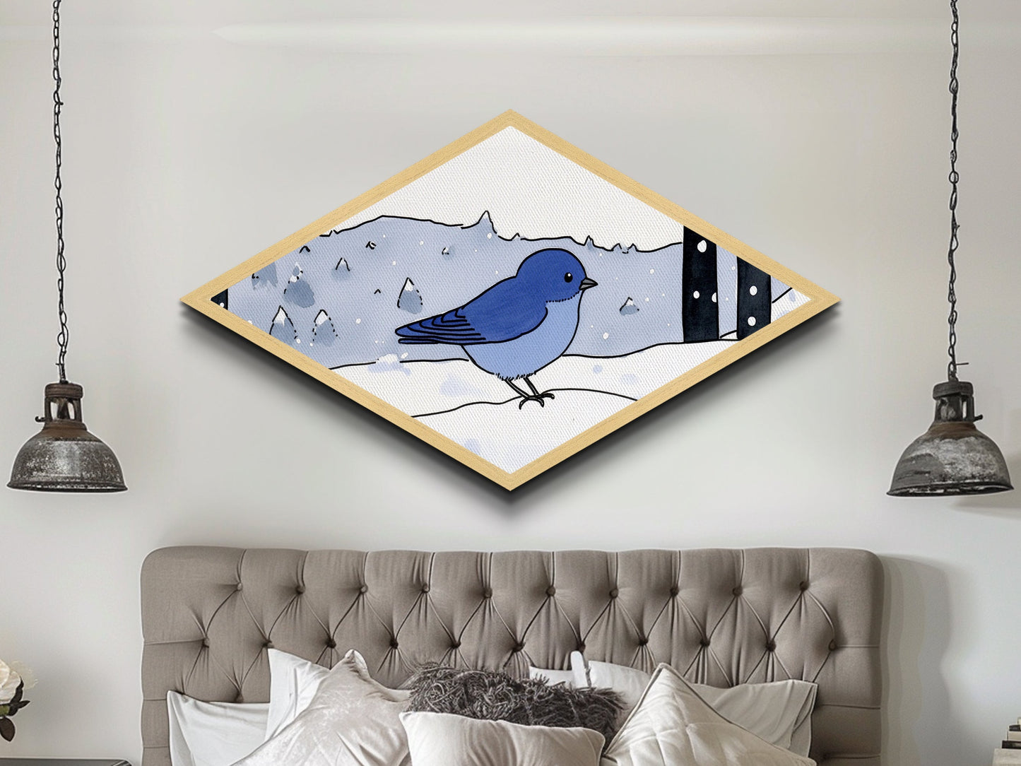 Bird Watercolor Painting Print, Canvas Texture Art Print, Bluebird Wall Art, Mother's Day, Birdwatcher Gift, Birdwatching Art