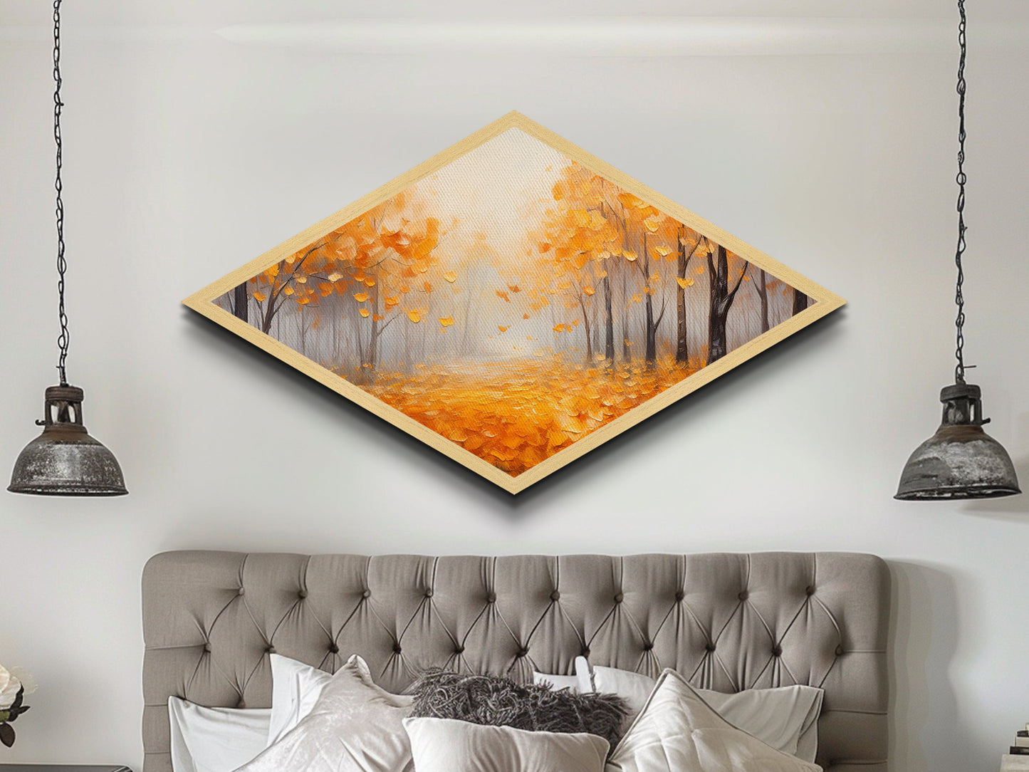 Diamond Shaped Coastal Breeze Scene Canvas Art Print Beach Ocean Seascape Wall Decor Nautical Home Accent with Soaring Seagulls