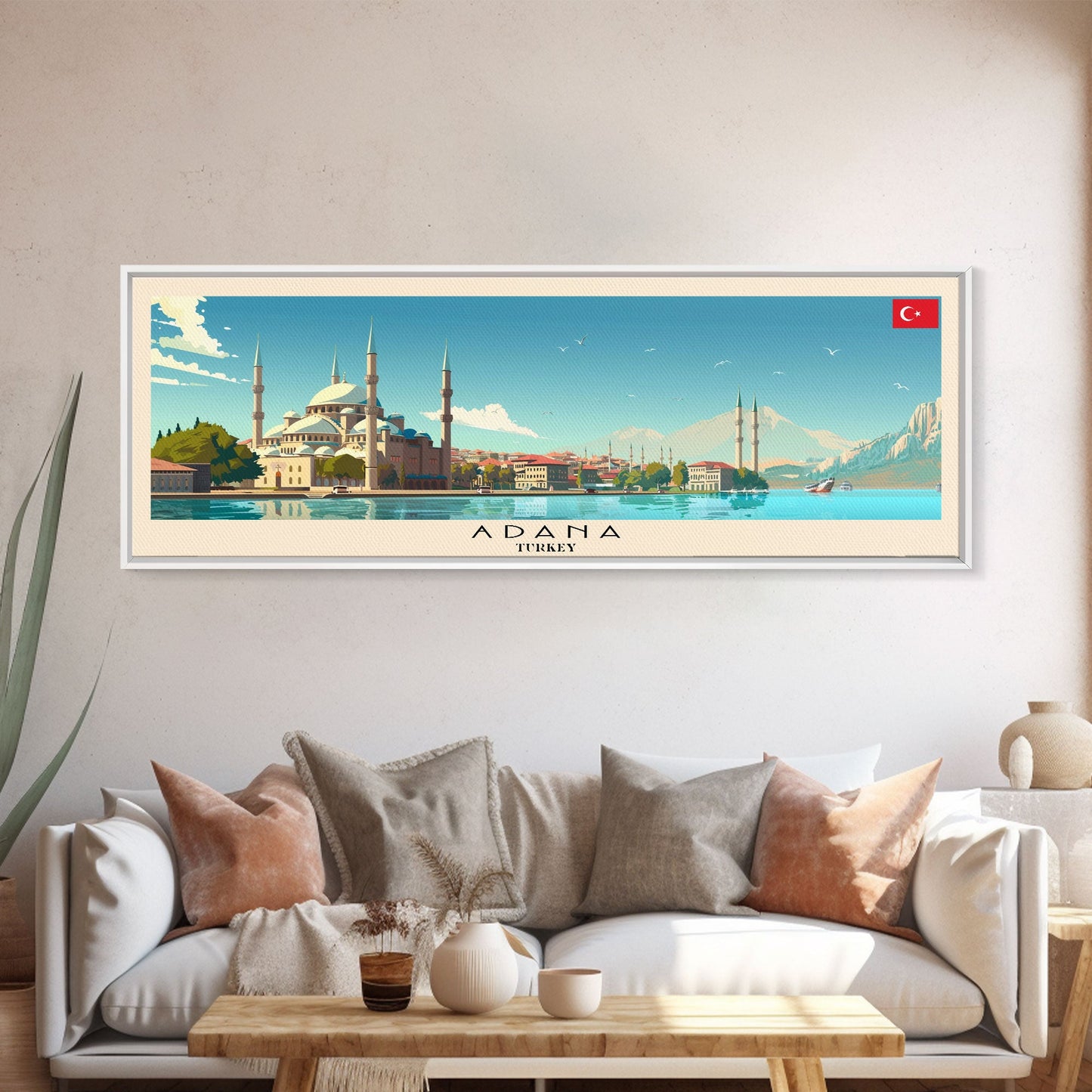 Adana Turkey Travel Art, City Art, Framed Canvas Print or Metal Wall Art, Europe Travel Poster, Panoramic Wall Art, Extra Wide Wall Art