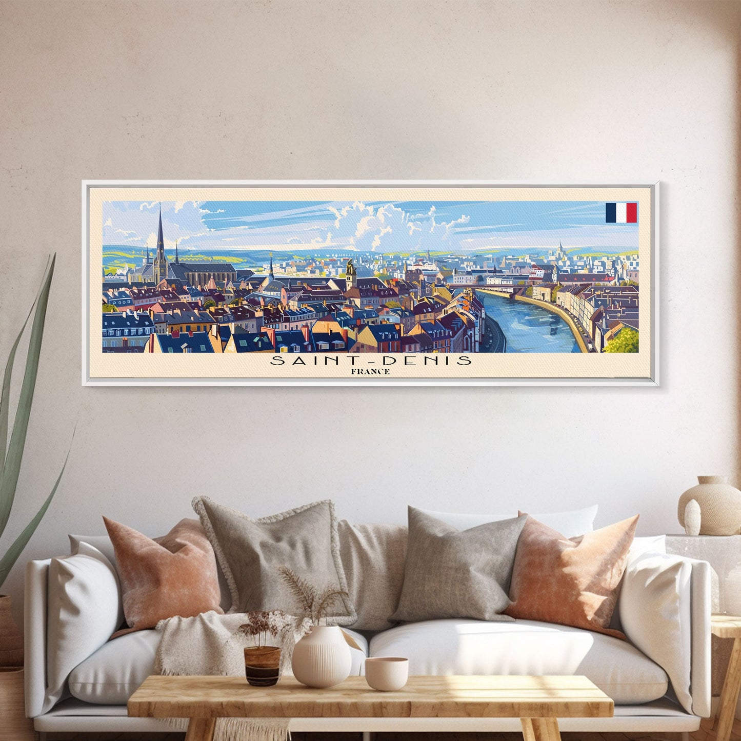 Saint Denis France Wall Art, Panoramic Travel Poster, Panoramic Framed Canvas Print, City Wall Art, Wall Hanging Home Decor, Travel Art