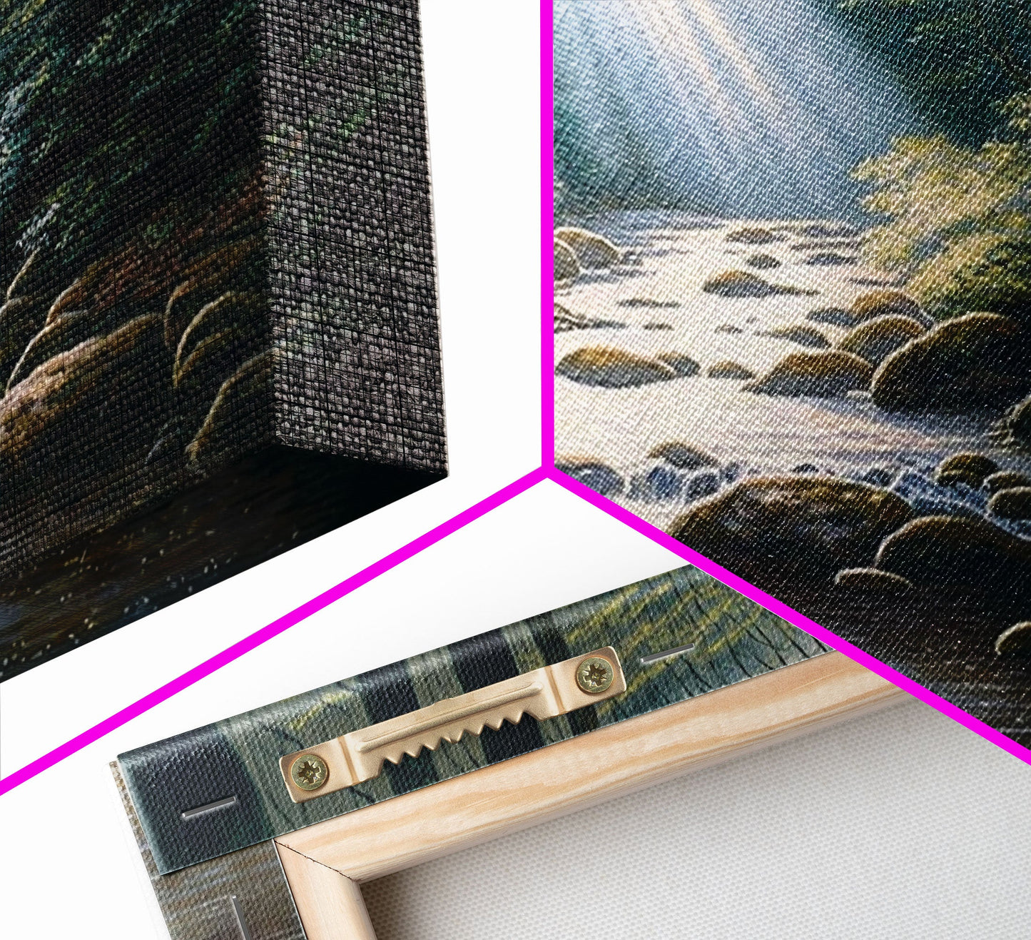 Colorful Watercolor Art, Framed Canvas Print, unique wall art, framed wall art, Landscape watercolor, Beams of Sunlight piercing the canopy
