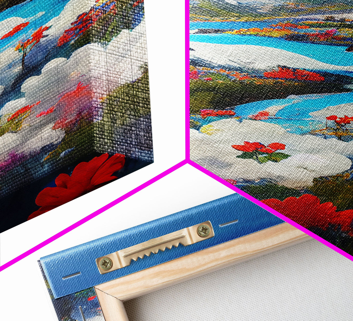 Colorful fields of flowers in the Swiss alps, framed canvas art, canvas print, beautiful wall decor