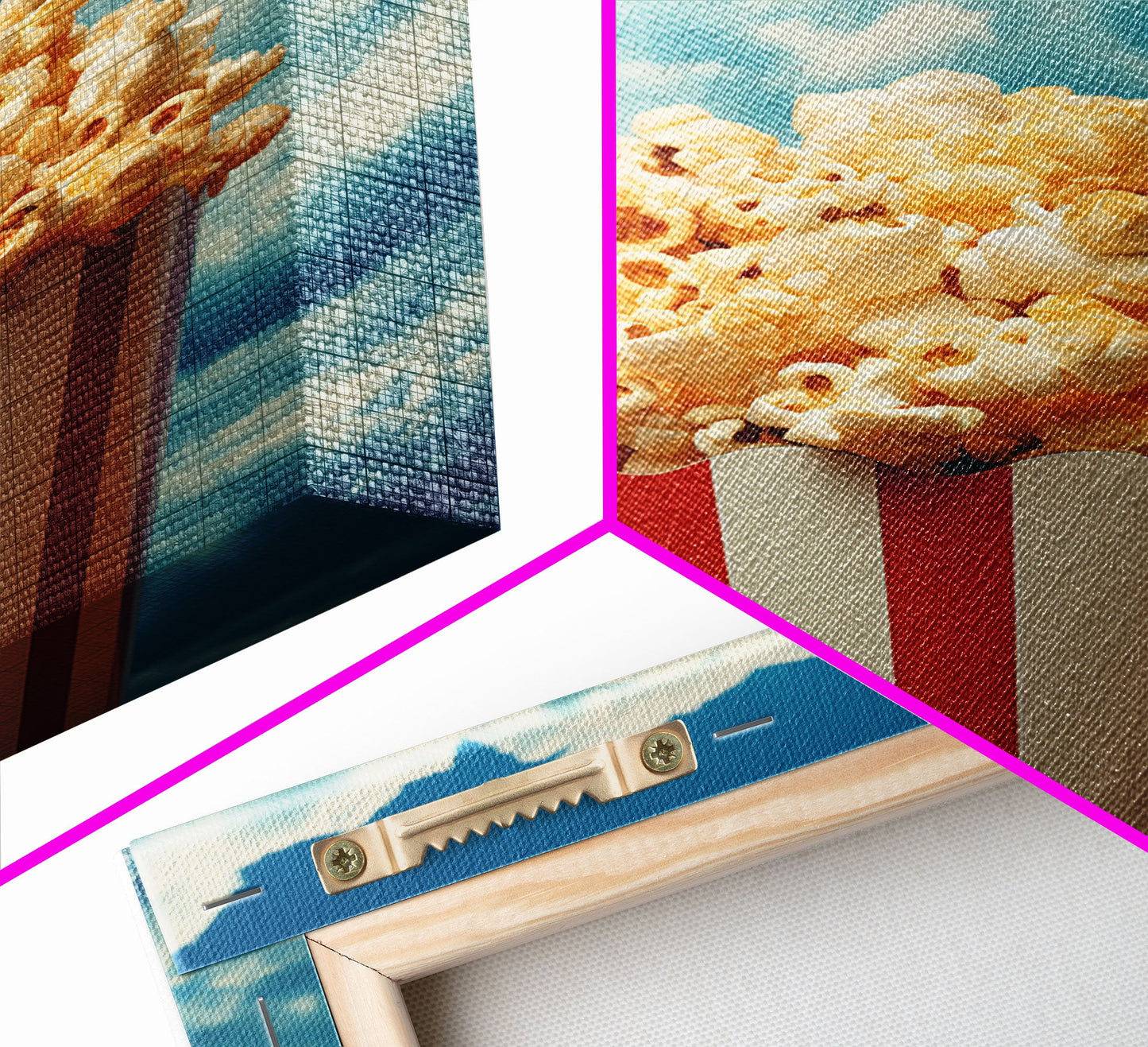 Popcorn, Game Room Wall Art, Movie Room Art, Canvas Print, Wall Hanging, Portrait Art, Minimalist Wall Art, Kitchen Wall Decor, Hostess Gift