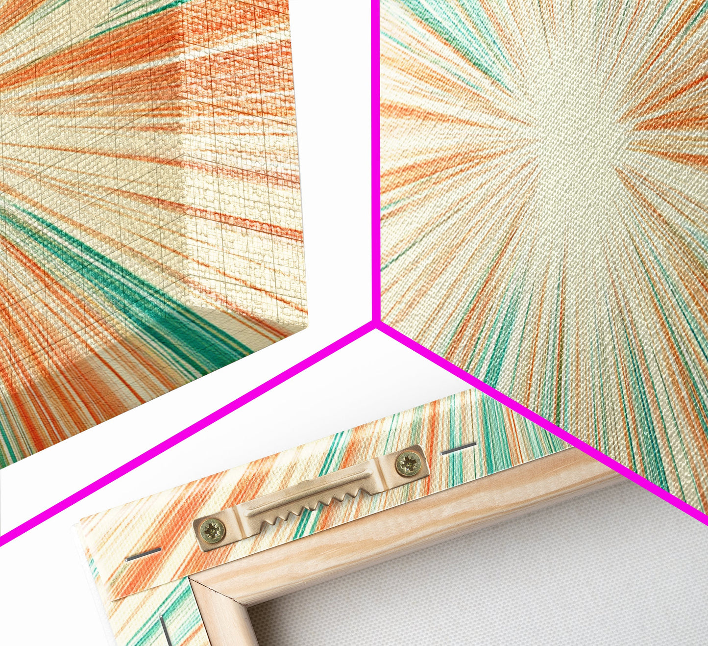 Mid Centery Modern Canvas Print - Framed MCM Style Wall Art, Orange and Green Star Burst - Art Deco Modern Art - Above Sofa Decor