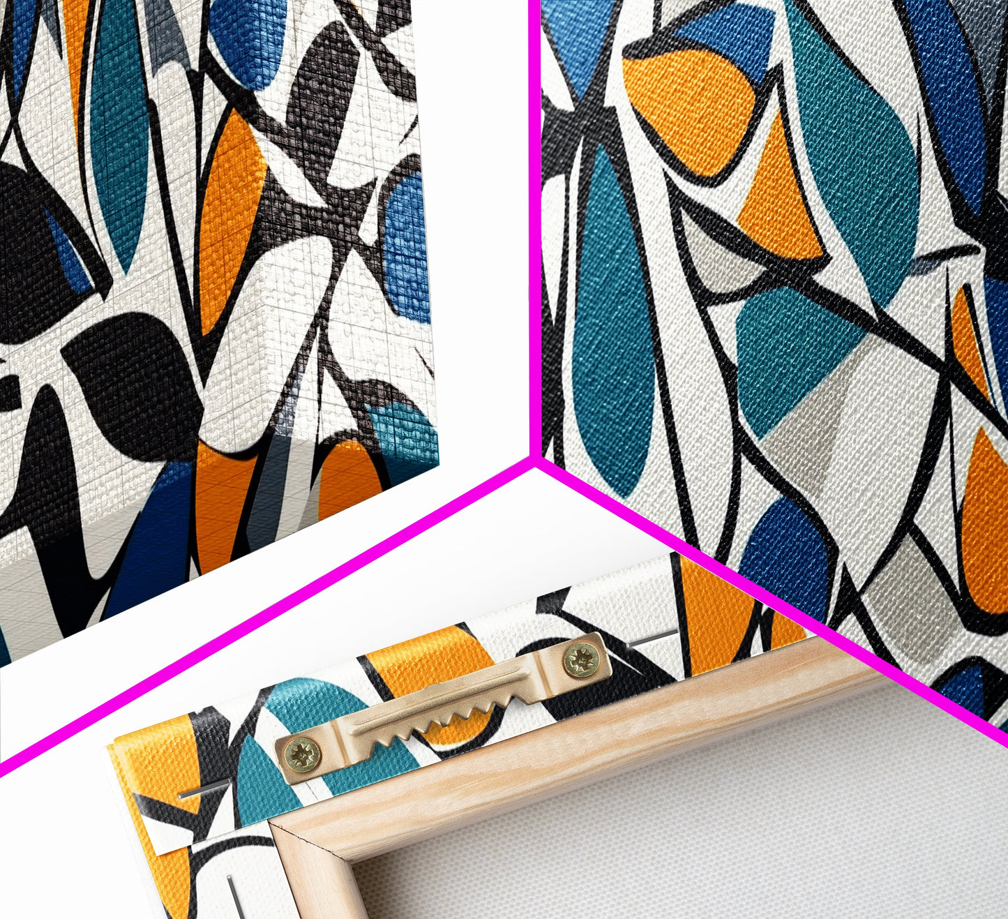 Mid Century Modern Art - Floral Abstract Pattern - Panoramic Canvas Print - Retro Loft Art - Large Wall Art - Geometric Abstract Art