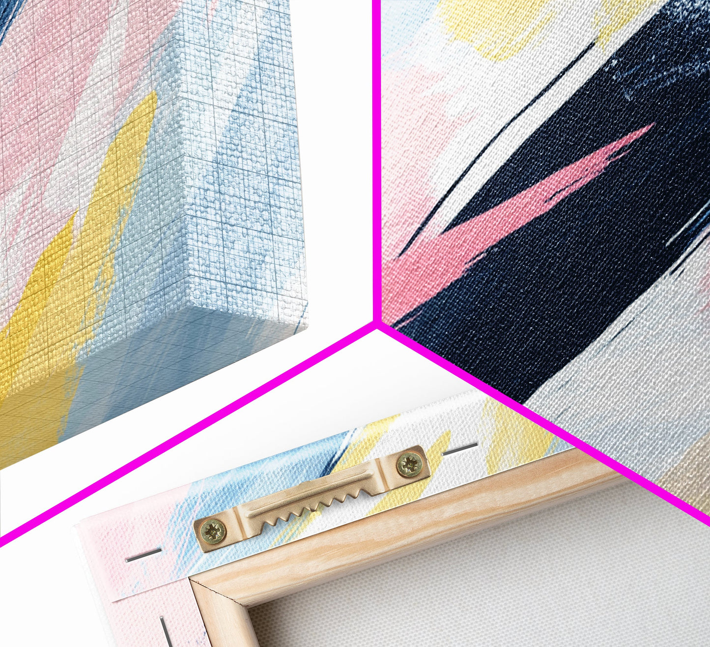 Pastel Abstract Brush Strokes Painting Print, Framed Canvas Art, Panoramic Extra Wide Office Decor, Living Room Or Bedroom Oversized Art