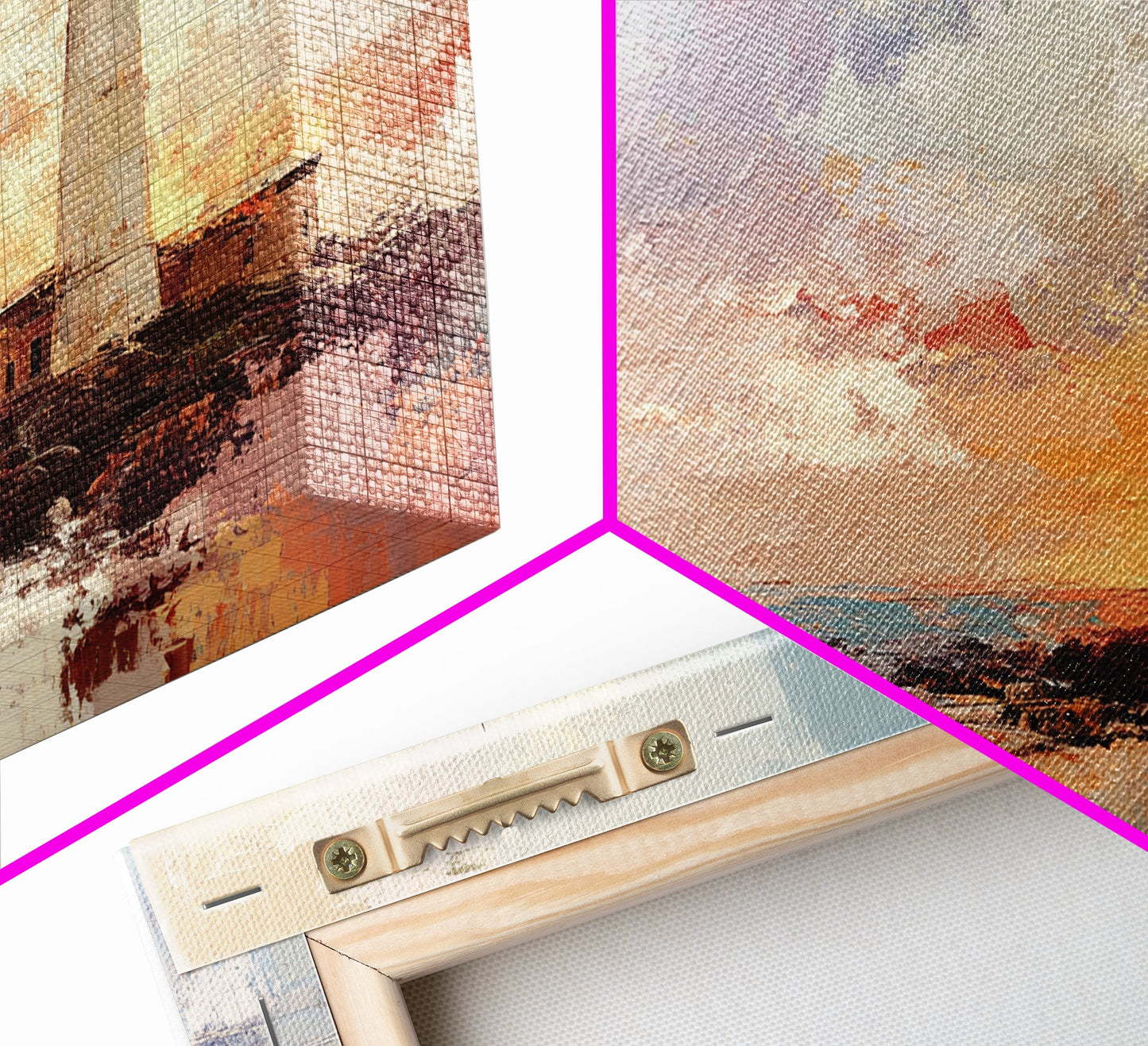 Abstract Oil Painting Print of a Light House, Framed Canvas Print, Nautical Themed Home Decor, Seascapes Painting