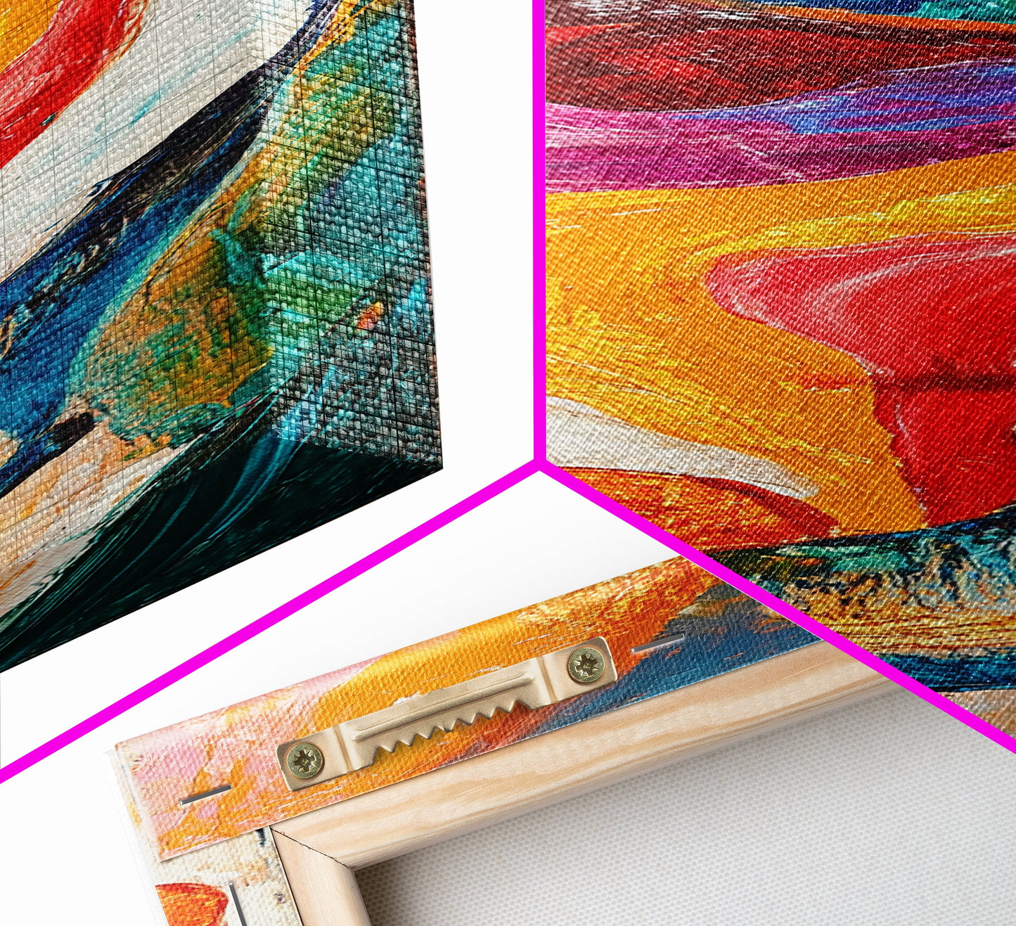 Fiery Abstract, Color Explosion, Dynamic Painting, Framed Canvas Print, pink orange wall art, bold abstract art, modern art, vibrant art