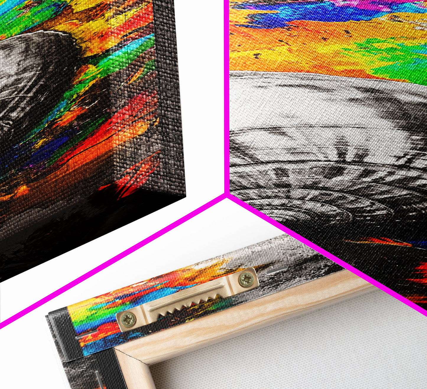 Colorful Shell, Abstract Art, Bold Texture, Canvas Print, Coastal Wall Art, Boho Beach Decor, Eclectic Home Art, Vibrant Nature Painting