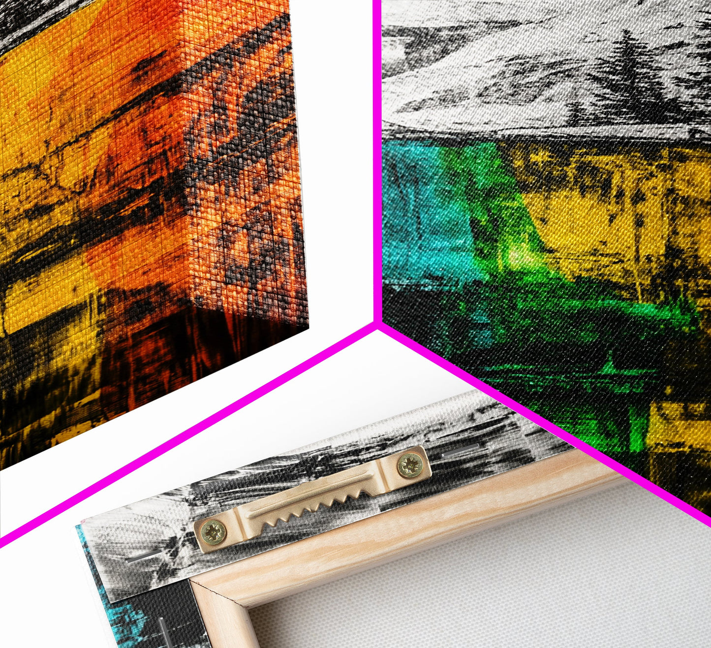 Colorful Canyon, Nature Painting, Abstract Wilderness, Vibrant Landscape, Canvas Print, Adventurous Art, Boho Decor, Office Wall Art
