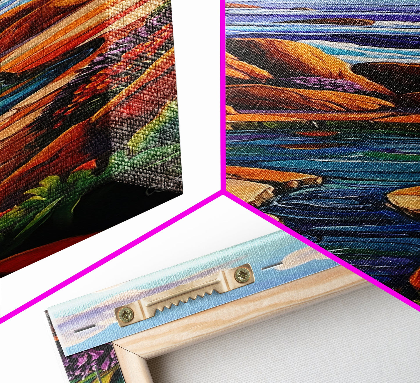 Waves Rocks, Ocean, Pastel, Framed Canvas Print, Crashing wave pastel seascape painting, calming ocean wall decor, coastal home design