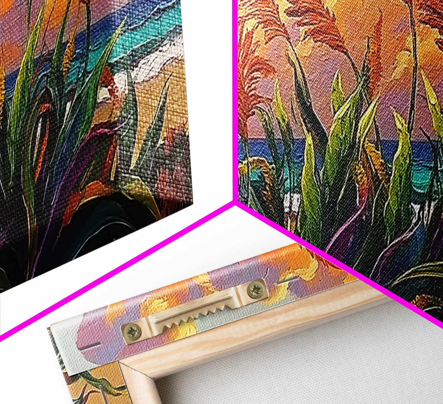 Coastal Sunset, Grasses, Canvas Print, Autumn Beach Landscape Art, Boho Living Room Wall Decor, Colorful Nature Painting