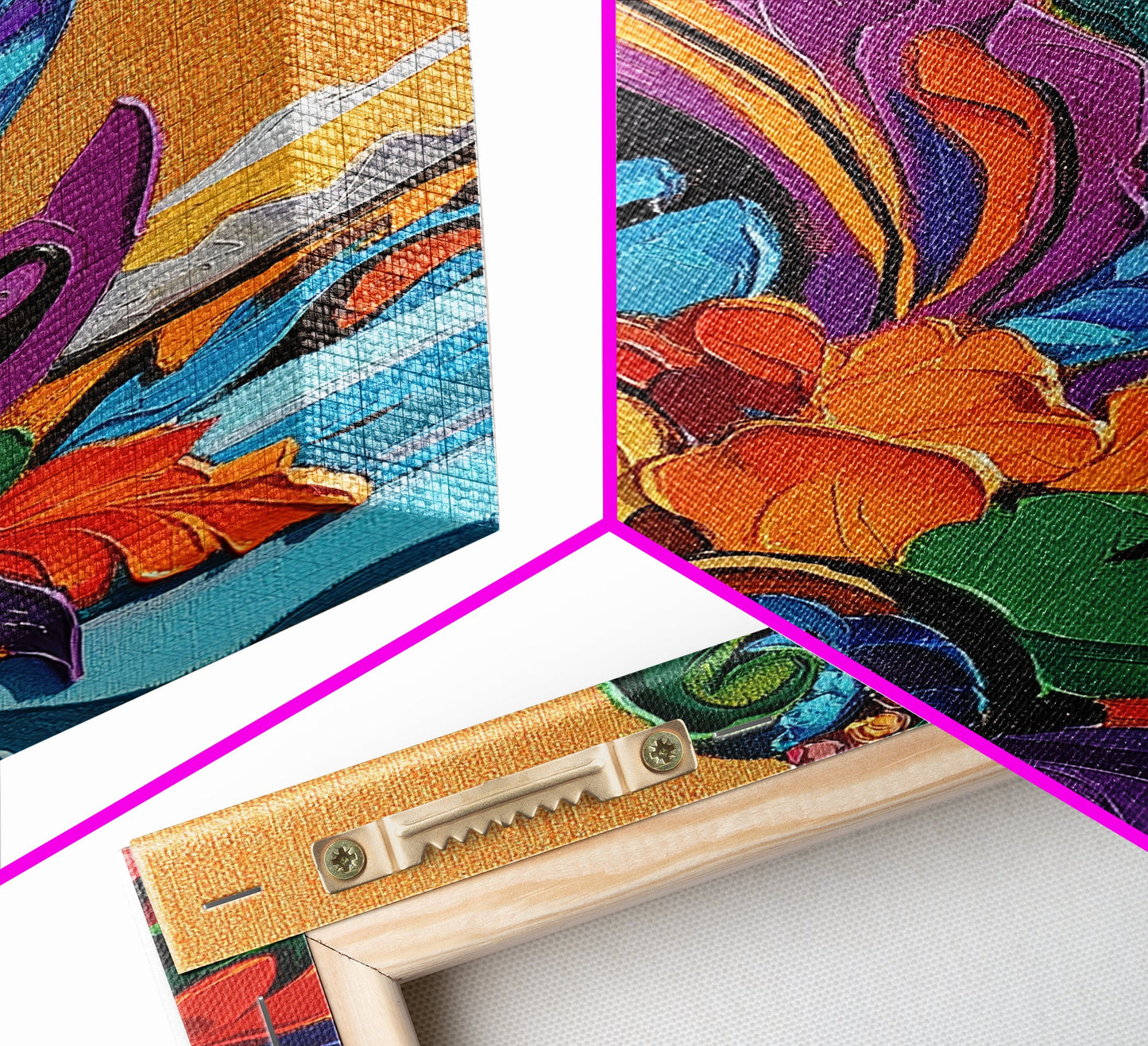 Fiesta Flower, Southwest Pattern, Mexican Style, Bright Floral, Framed Canvas Print, Kitchen Wall Art, folk boho art, vibrant decor