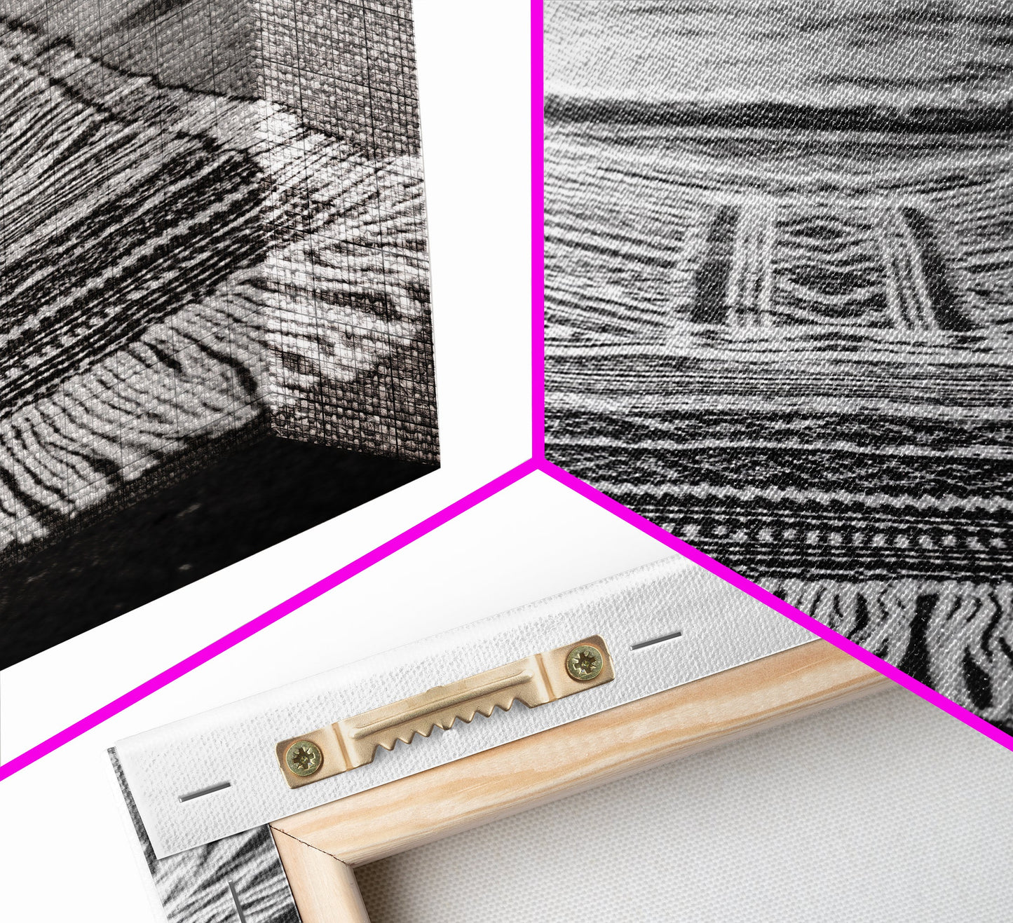Woven Rug Beach, Bohemian Escape, Textile Texture, Black and White Canvas Print, Boho Bedroom or Yoga Studio Wall Decor