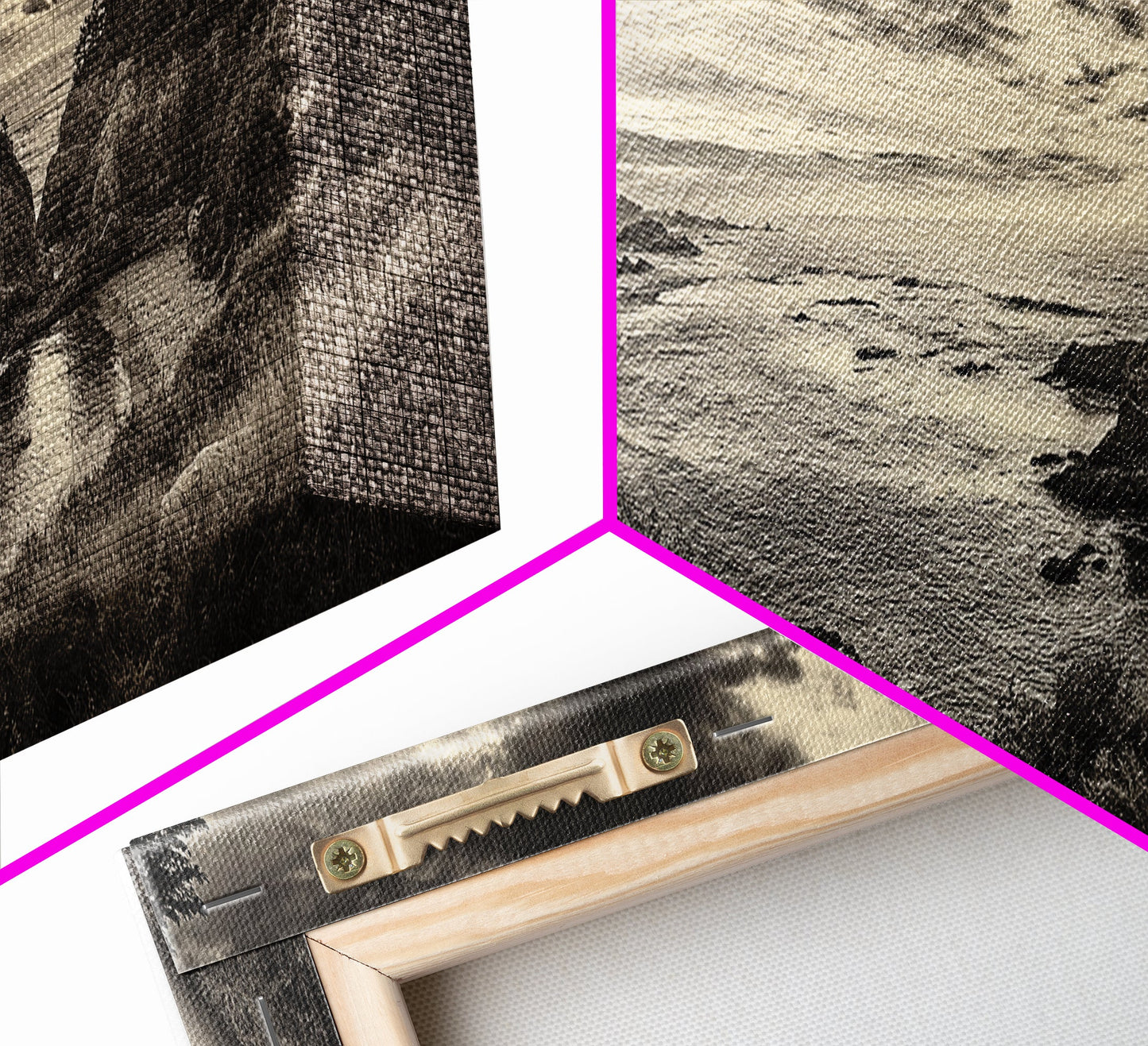 Coastal Road, Ocean Sunset, Rocky Shoreline, Framed Canvas Print, Moody Landscape Photography, Living Room Wall Art, Rustic Nature Decor