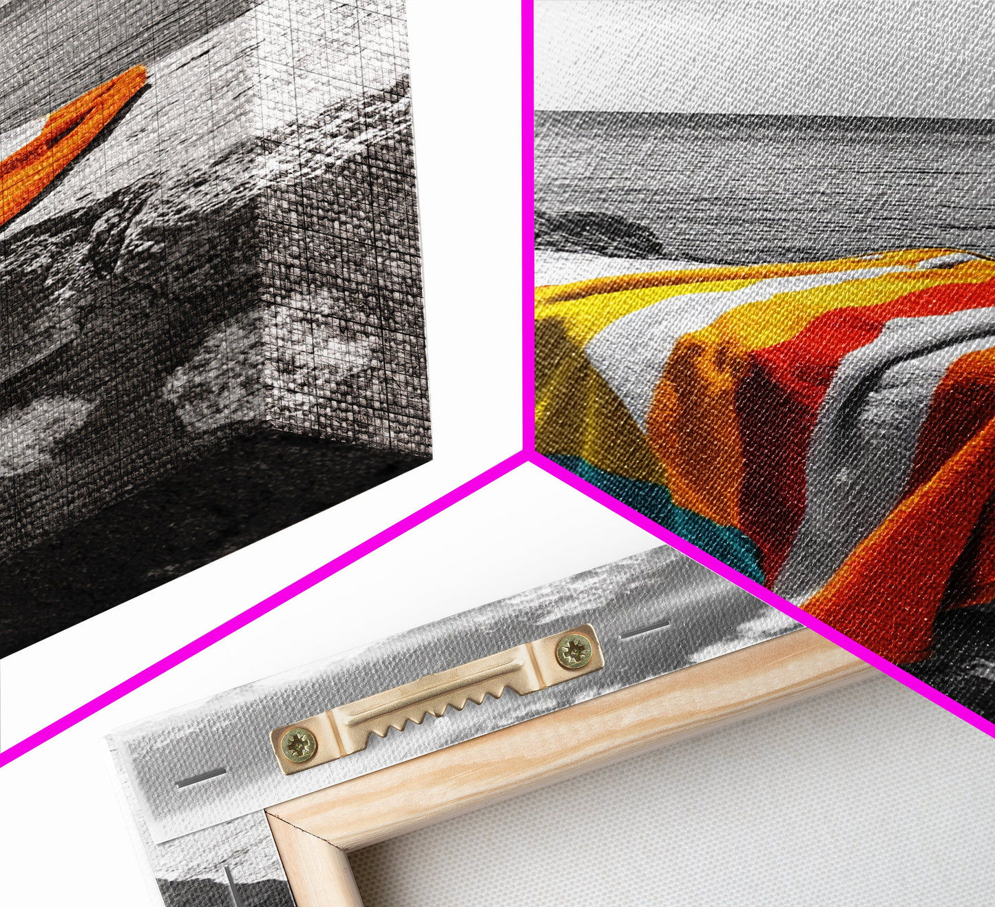 Colorful Towel, Coastal Vibes, Seaside Style, Bold Decor, Framed Canvas Print vibrant beach towel photo, bathroom wall art, summer art