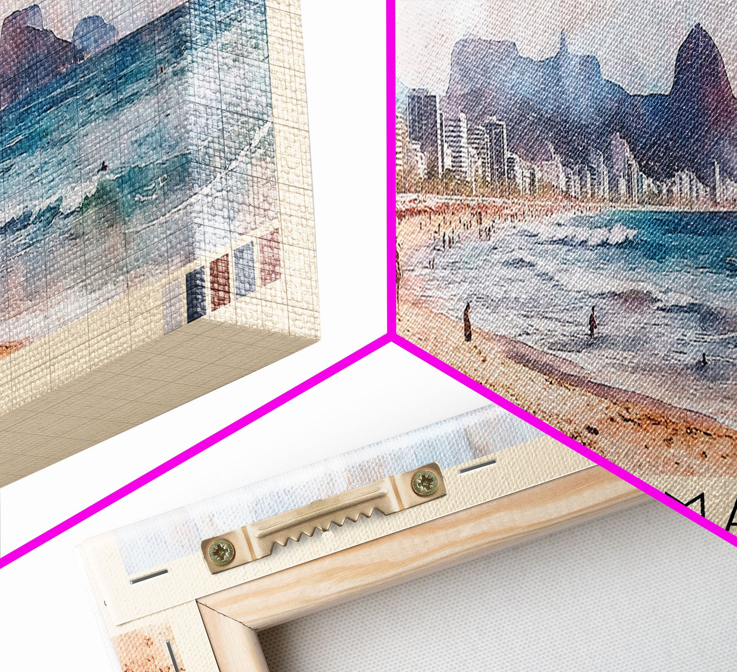 Ipanema, Brazil Watercolor Print, Vacation Gift, Brazil Wall Art, Beach Painting, Beach Decor, Large Wall Art, Wood Frame Art