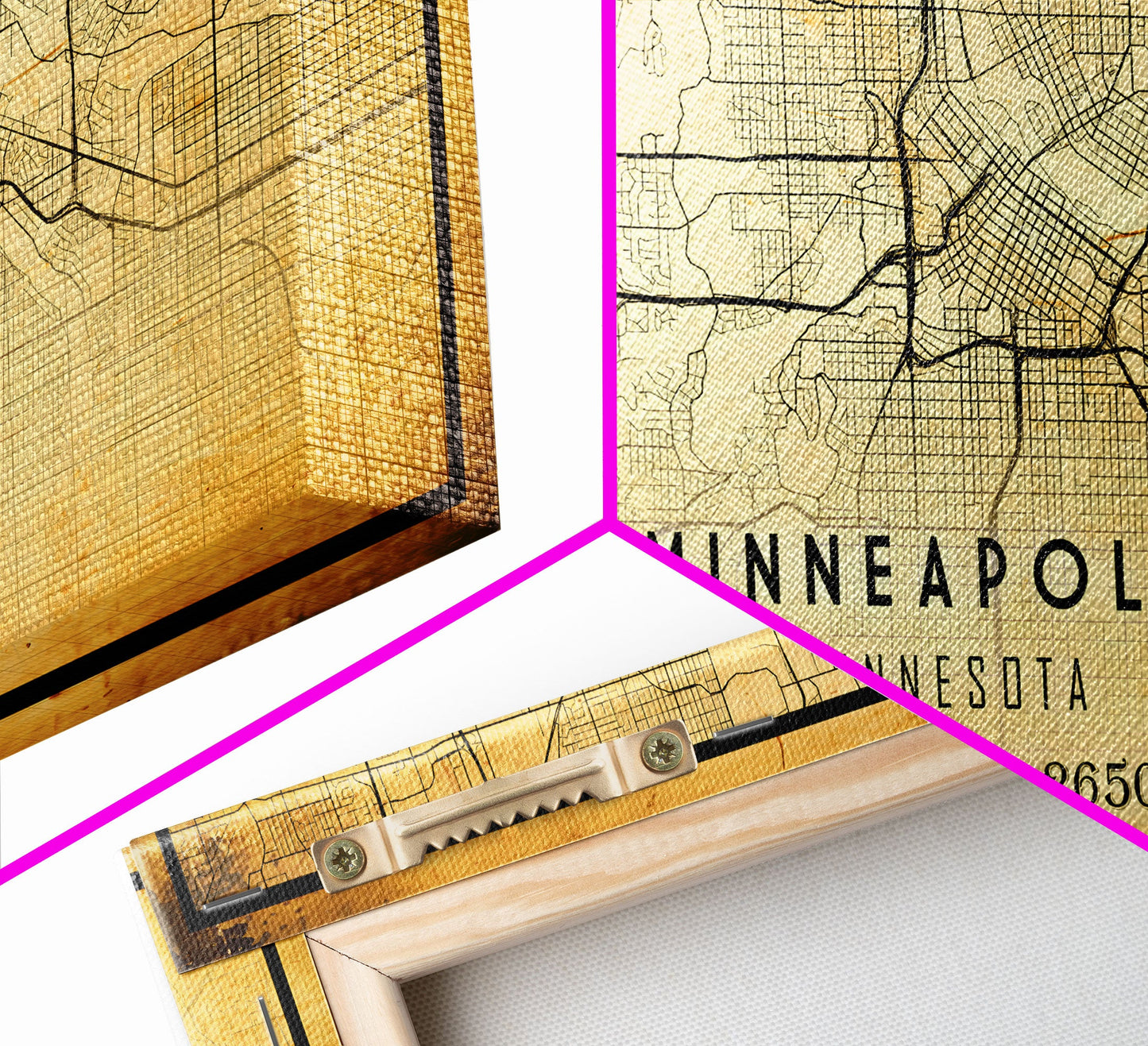 Minneapolis map print poster or framed canvas, Minnesota map print poster canvas, Minneapolis road map print poster canvas