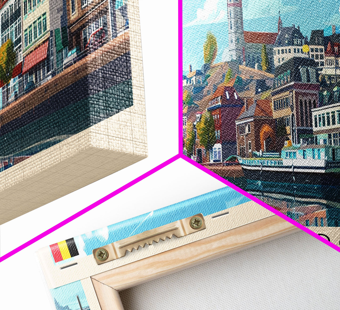 Charleroi Belgium Travel Print Wall Art, Panoramic City Art, Travel Art, Wall Decor, Vacation Gift, Framed Canvas Print Or Metal Art
