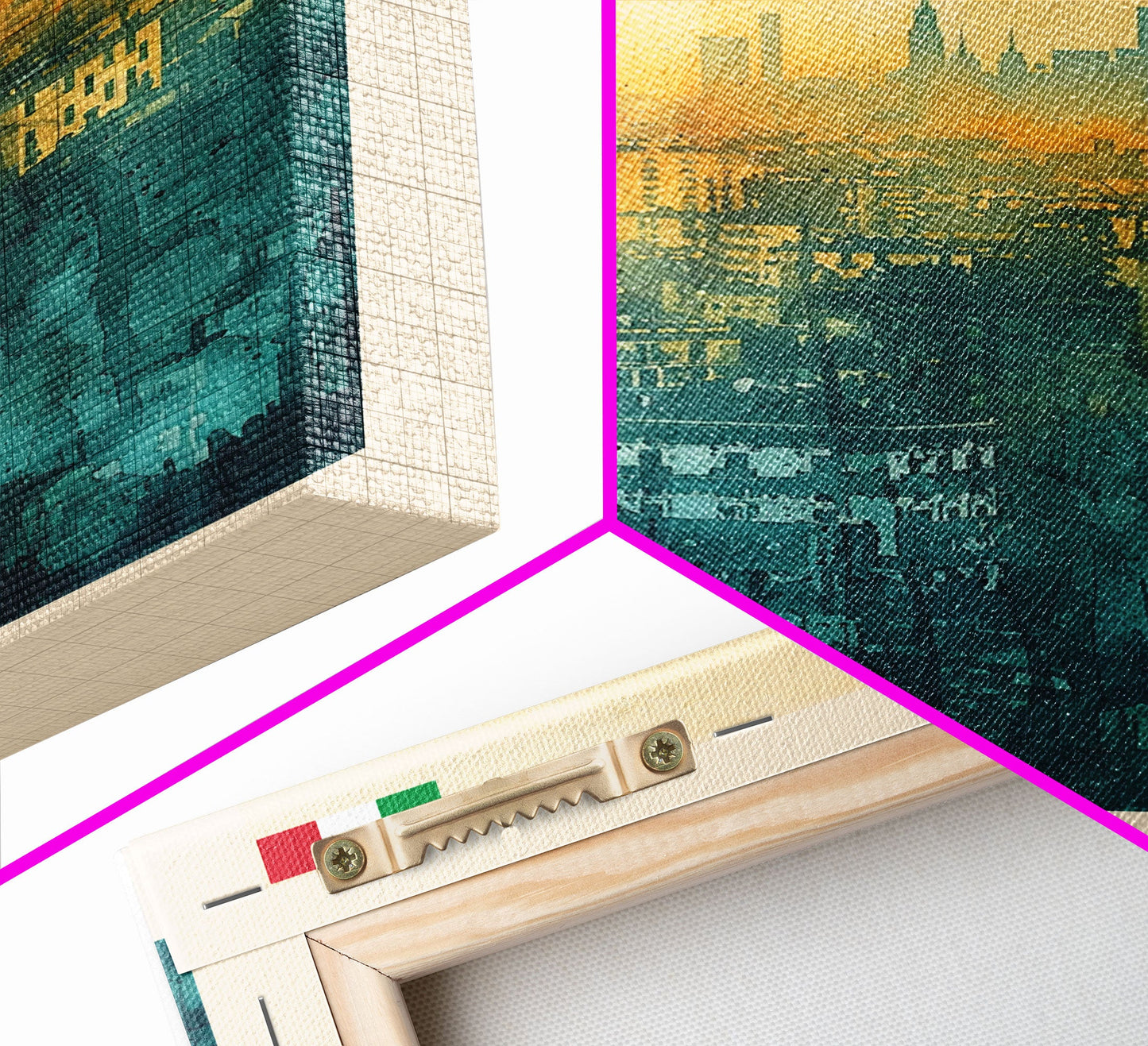 Milan Italy Travel Poster Framed Canvas Print, Iconic Landmarks, Urban Art, Wall Hanging, Home Decor, Travel Print, Artistic Gift