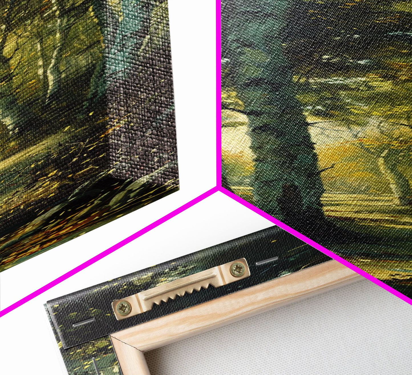 Serene Birch Tree Pathway in Tall Skinny Art Framed Canvas Print Perfect for Tranquil Wall Decor in Bedrooms or Study Rooms