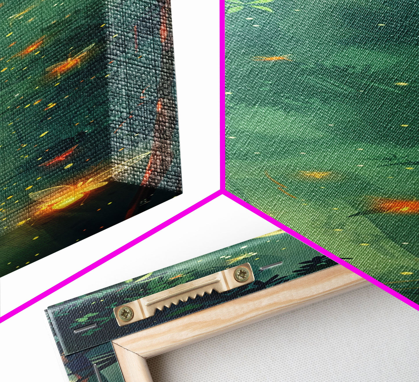 Enchanting Fireflies Illuminating Nighttime Forest Scene Under Full Moon Tall Framed Canvas Print Adding Magical Touch