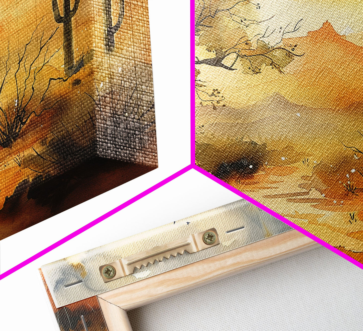 Desert Landscape Watercolor Painting, Wood Framed Canvas Print, Utah Desert Painting, Metal Print, Farmhouse Decor