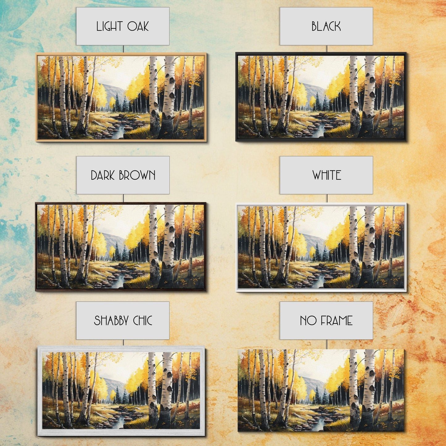 Birch Tree Wall Art, Nursery Forest, Framed Forest Canvas Print, Birch Trees, Watercolor, Landscape Forest Art