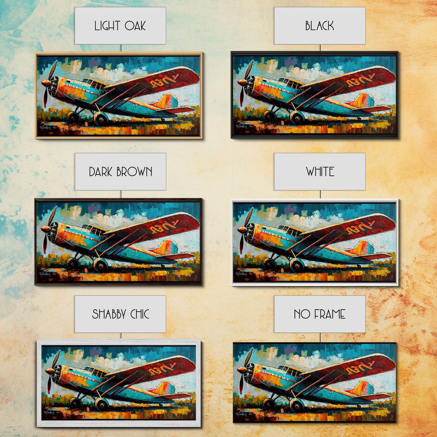 Aeroplane Art, Antique Airplane Painting Canvas Print, Framed Canvas Art, Above Sofa Art, Gift for RC Plane Pilot