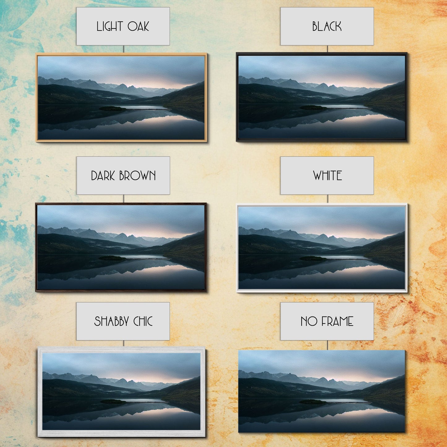 Calm Reflection Of A Lake and Mountains, ready to hang canvas print wall art, Lakehouse Cabin Wall Decor