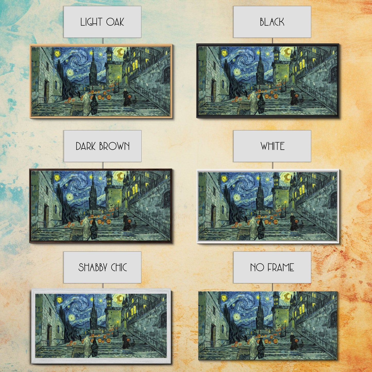 Spooky Gothic Wall Art, Framed Canvas Print, Haunted Staircase