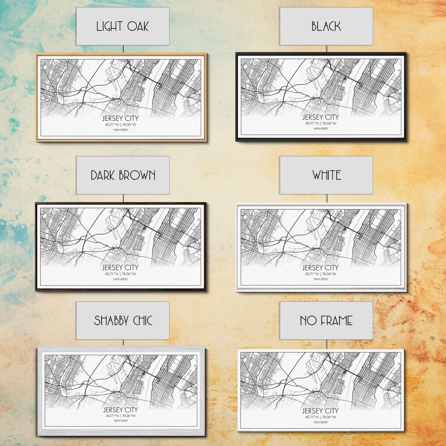 Stadtplan von Jersey City, Karte von New Jersey, Kartenkunst, Moderne Kunst, Wandkunst, Leinwandbilder, Kunstdrucke, Büro-Wandkunst, Geschenk für Paare, Raumdekoration