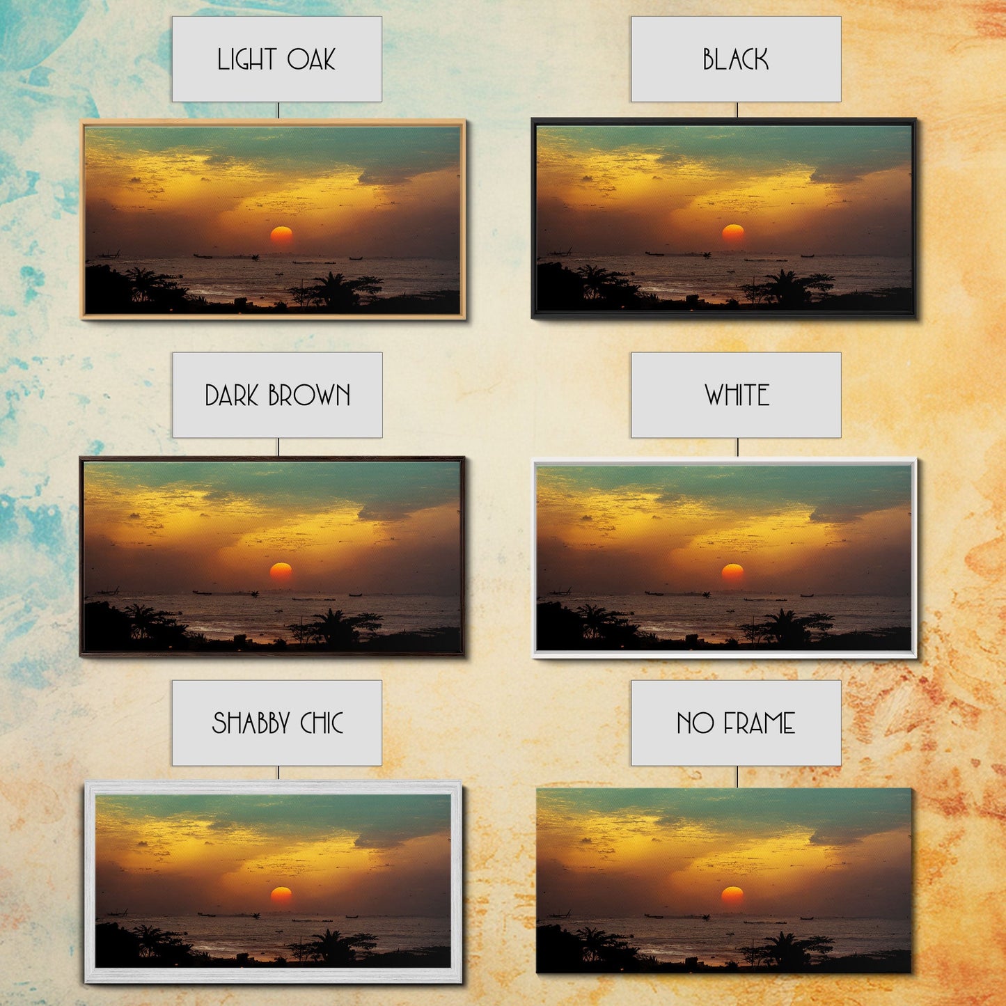 Canvas Print, Tropical sunset over the ocean, beach art, island life, living room wall art, guest room wall art