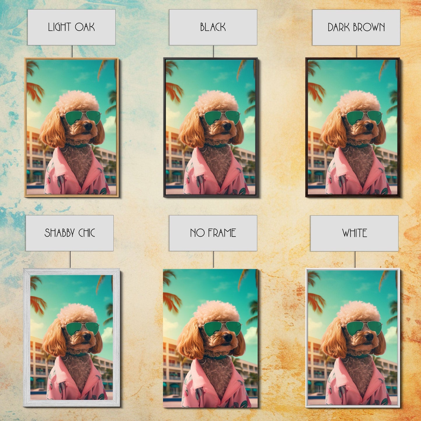 Poodle In Sunglasses Pink Shirt Wall Print, Dog Portrait, Dog Art Print, Dog Print, Framed Wall Art, Framed Canvas, Wall Print, Wall Canvas