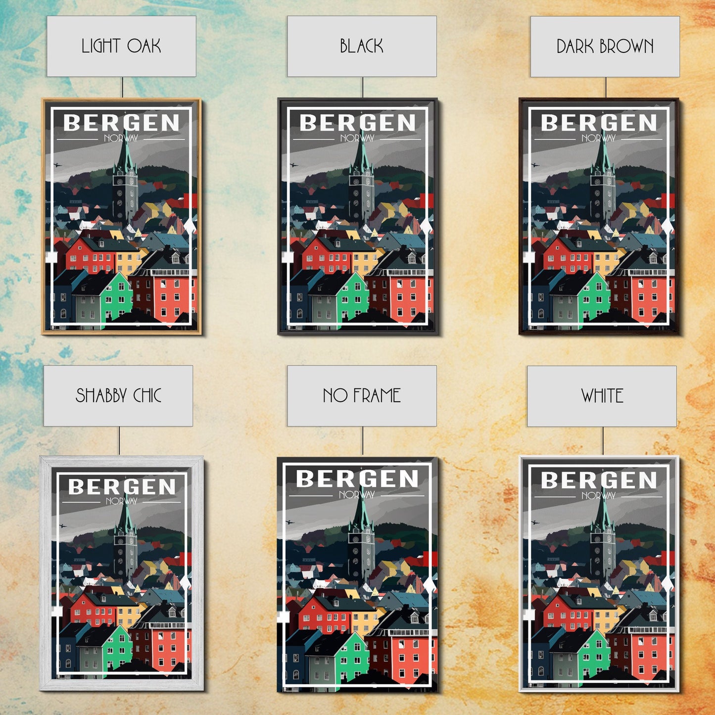 Bergen Wall Poster, NorwayPoster, Europe Wall Art, Norway Art Print, Travel Wall Print, Travel Poster, Travel Wall Art, Canvas Wall Print