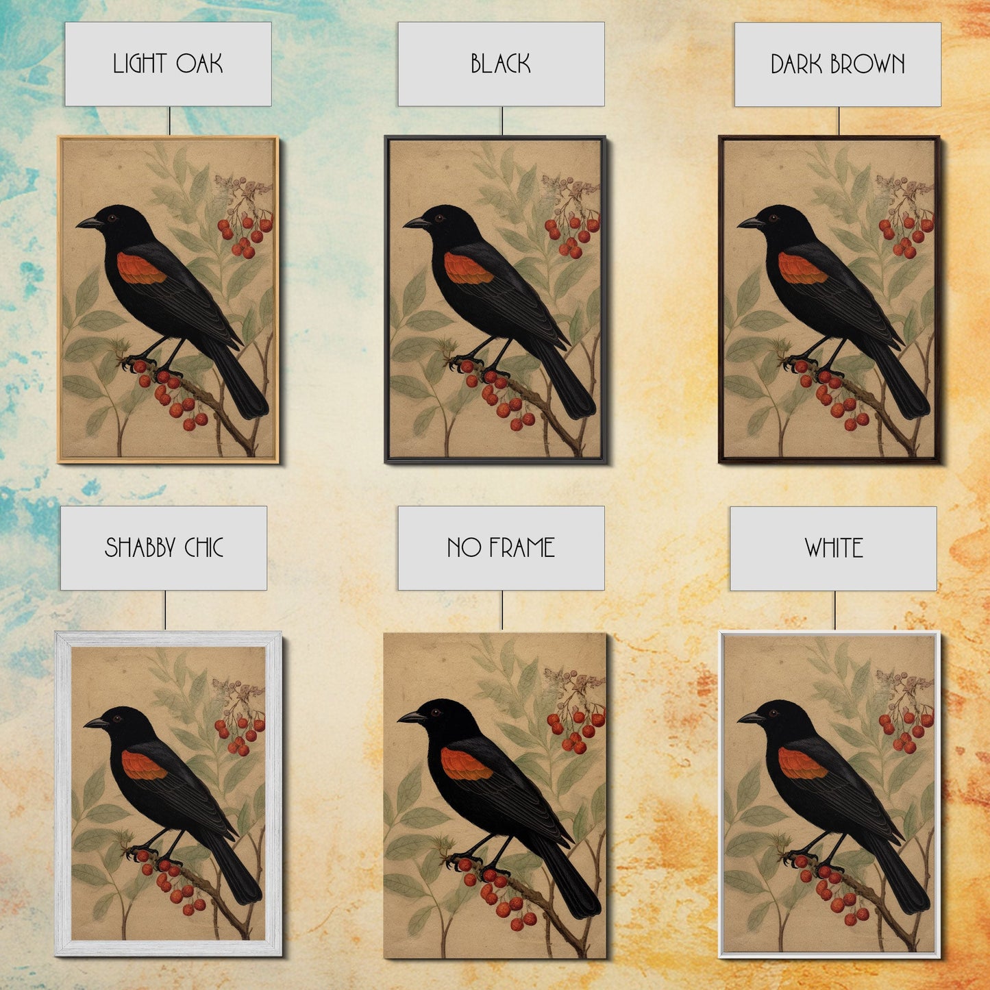 Black And Orange Bird Wall Art, Oriole Wall Decor, Animal Wall Art, Minimalist Print, Wall Decor, Canvas Print, Wall Art, Framed Canvas