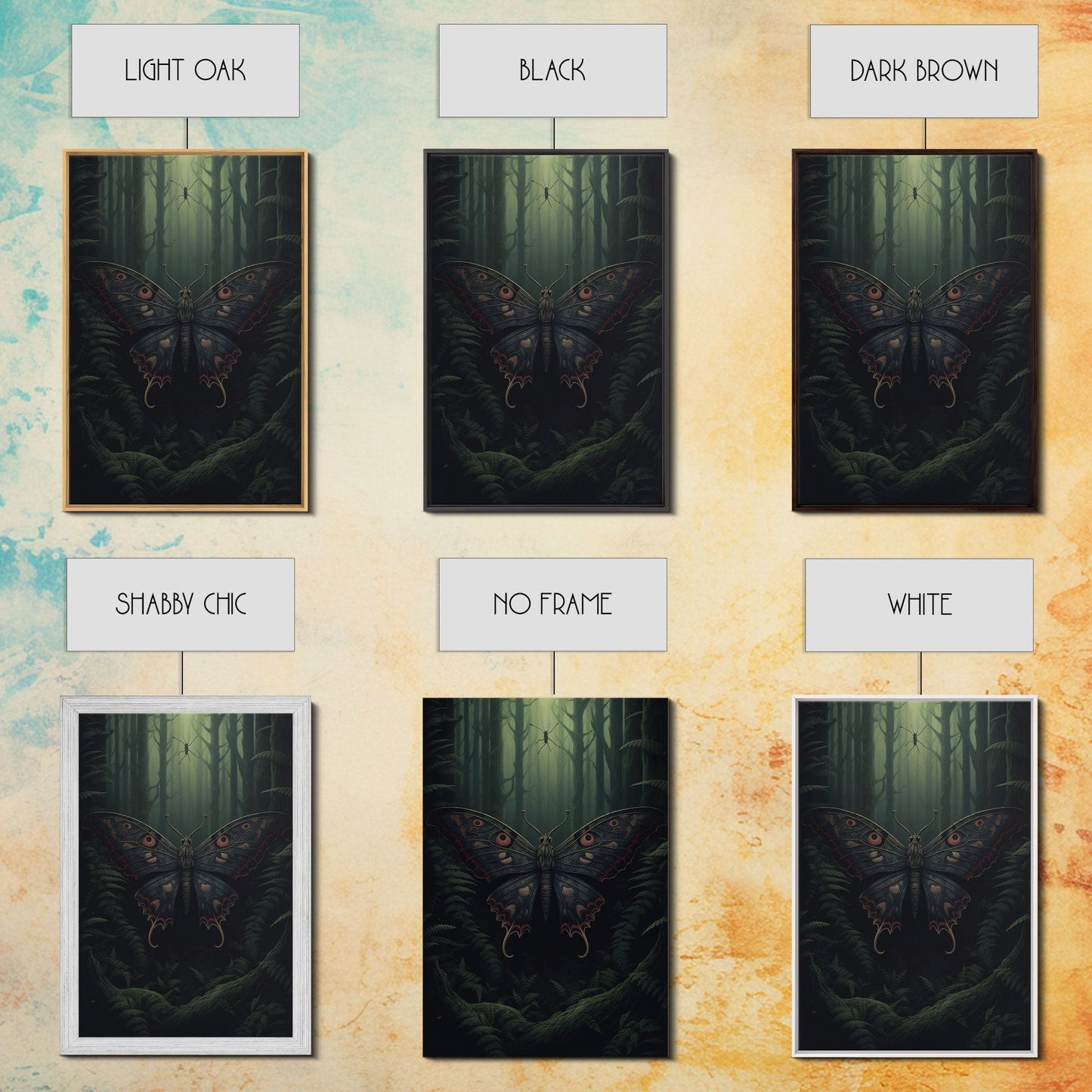 Butterfly Wall Decor, Butterfly In Woods, Green Wall Art, Insect Wall Decor, Wall Decor, Canvas Print, Wall Art, Framed Canvas