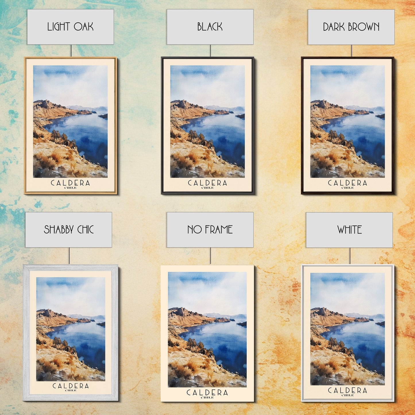 Caldera, Chile Watercolor Print, Vacation Gift, Chile Wall Art, Beach Painting, Beach Decor, Large Wall Art, Wood Frame Art