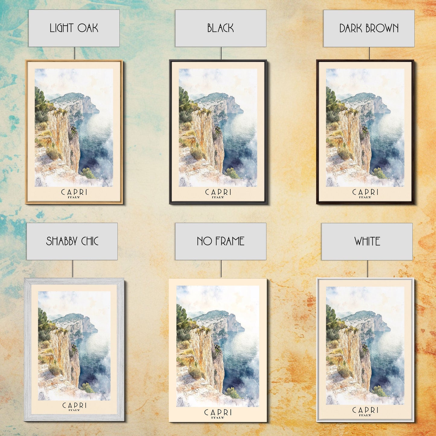 Capri, Italy Watercolor Beach Print, Vacation Gift, Italy Wall Art, Beach Painting, Beach Decor, Beach Painting