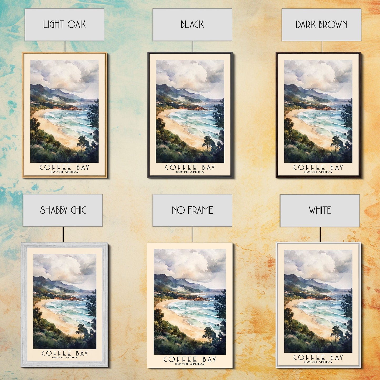 Coffee Bay, South Africa Watercolor Beach Print, Vacation Gift, South Africa Wall Art, Beach Painting, Beach Decor, Beach Painting