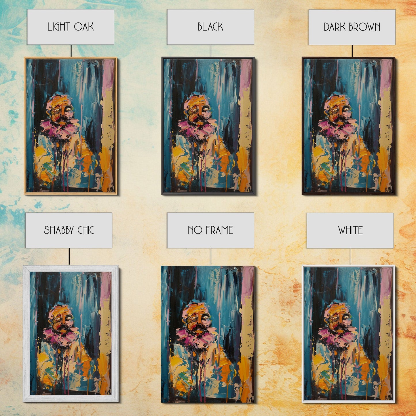 Halloween Ghost with Apple, Framed Canvas Print, Wall Art, Spooky Decor, Halloween Decoration, Living Room Art, Unique Gift