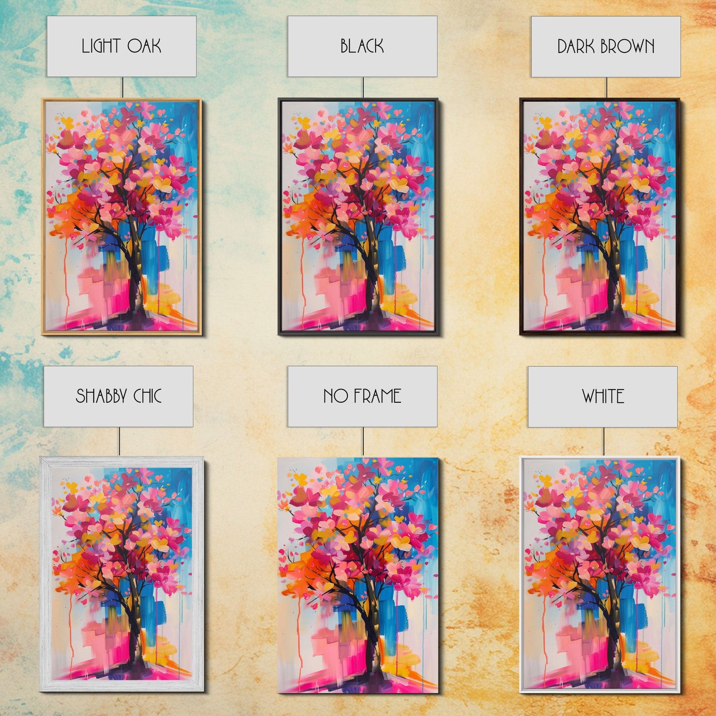 Blossom Tree in Bloom Framed Canvas Print - Nature Wall Art, Living Room Decor, Modern Artwork, Unique Floral Art for Bedroom and Office