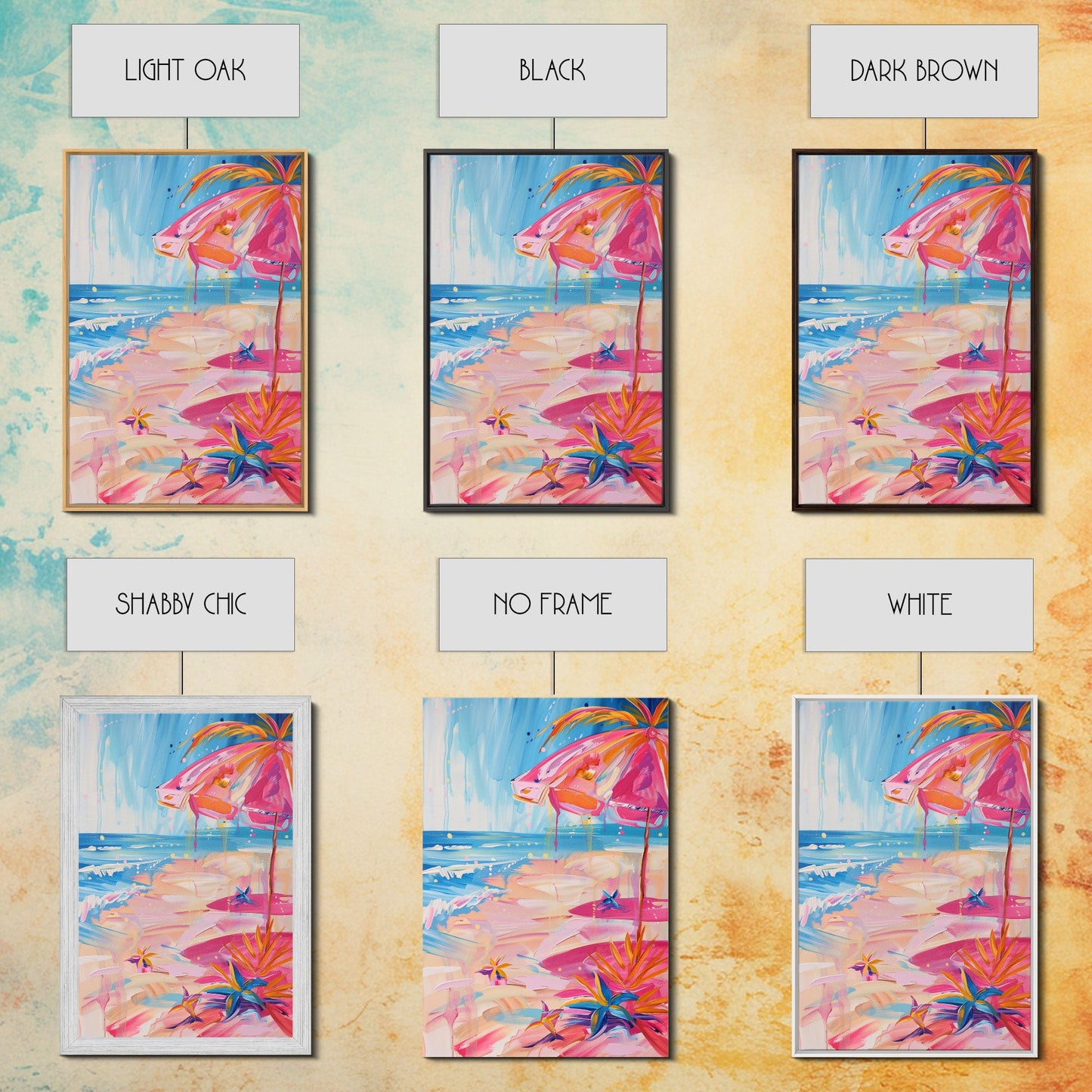 Vibrant Desert Landscape with Cacti - Framed Canvas Print, Colorful Southwestern Art, Living Room Decor, Desert Wall Art