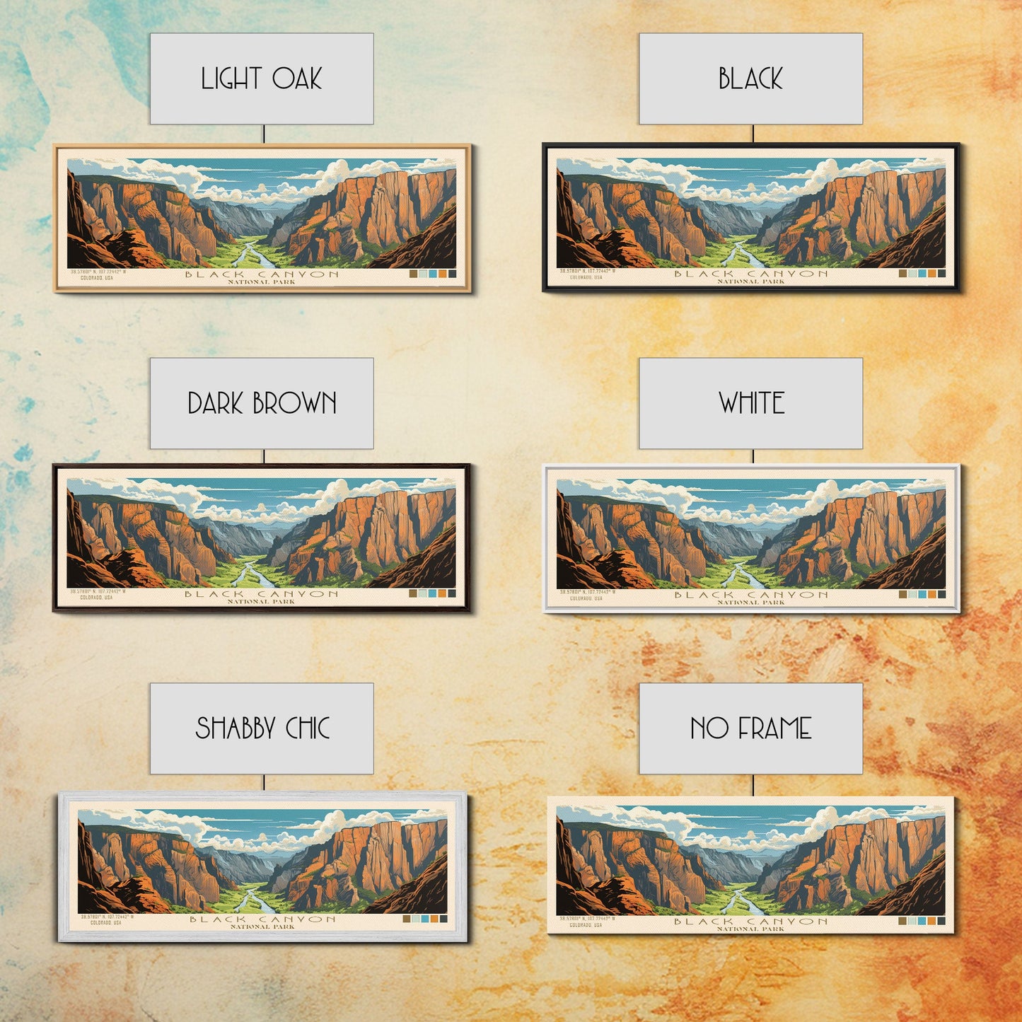 Black Canyon Of The Gunnison National Park, Panoramic Colorado Travel Art, National Park Print, Minimalist Travel Art, Midcentury Modern